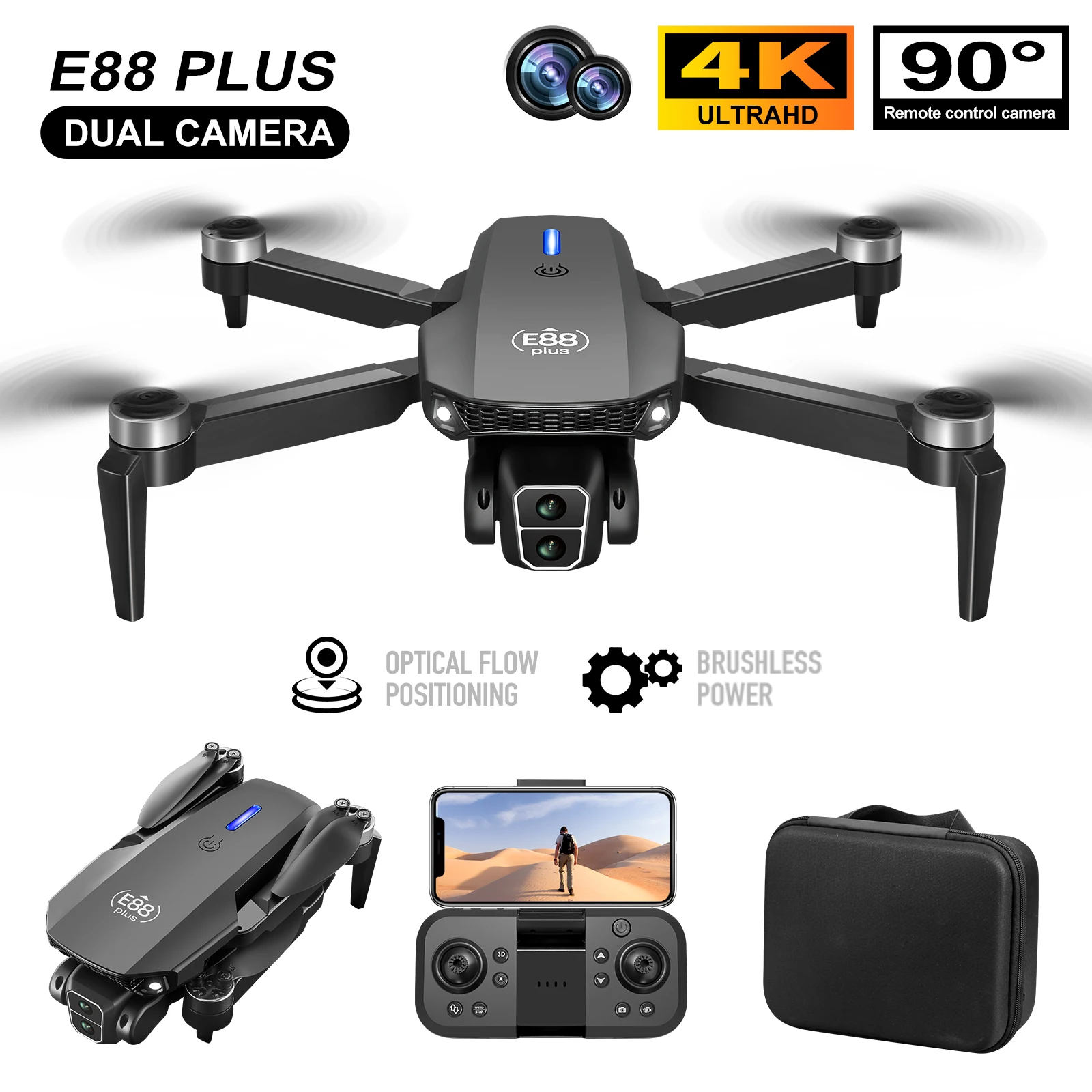 Rc Drone E88 - Nuovo drone quadricottero E88 Plus: 90