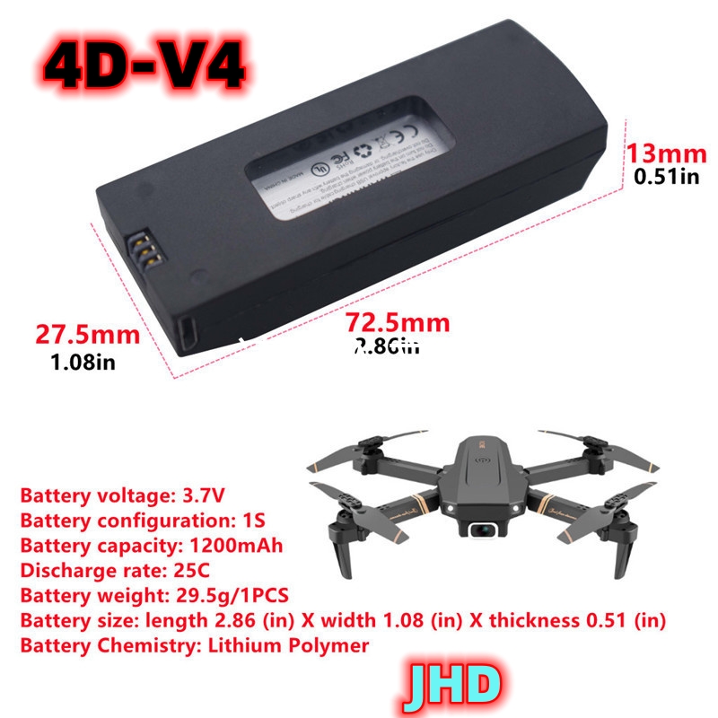JHD Bateria 4DRC V4 Batteria 3 - Drone Rc V4 recensione e prezzo